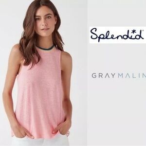 Splendid X Gray Malin XS Pink Tank Top T-shirt 100%‎ Linen